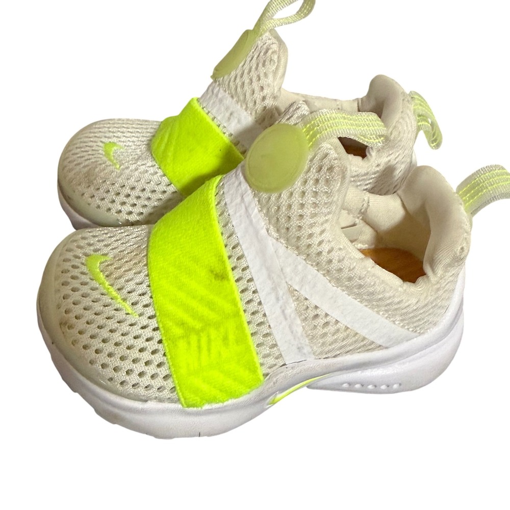 Nike Presto Extreme Toddler Sneakers White Volt Neon Yellow Slip On 870021-101